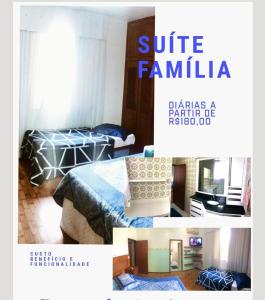 un collage de fotos de un dormitorio con cama en American Hostel en Joinville