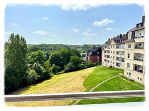 a view from the balcony of a building at Monteurwohnung mit Balkon in Hattingen