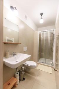 y baño con lavabo, aseo y ducha. en Apartment Arnoltice 5 by Interhome en Arnoltice u Decina