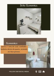 une photo d'une chambre avec un lit et une salle de bains dans l'établissement American Hostel, à Joinville
