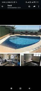 un collage de dos fotos de una piscina en Flat Suite Natal, en Natal