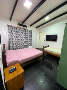 Cette chambre comprend 2 lits et une télévision. dans l'établissement Hospedaje El Tucan, à Puerto Iguazú