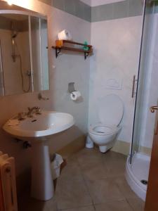 a bathroom with a sink and a toilet at Casa vacanze Emilio in Temù