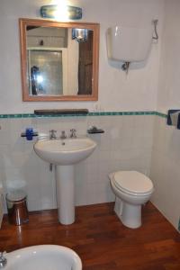 een badkamer met een wastafel en een toilet bij Cortona Gabolina e Turata Holiday Home in Cortona