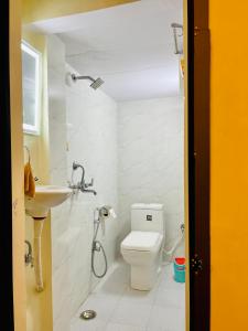 a bathroom with a toilet and a sink at Holy River Stays in Varanasi