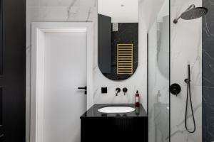 łazienka z umywalką i lustrem w obiekcie Wawel Boutique Residence - Krakow Old Town w Krakowie
