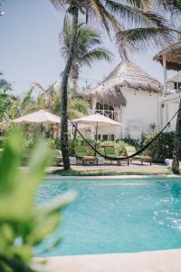 a resort with a hammock and a swimming pool at Coco Unlimited in Tulum