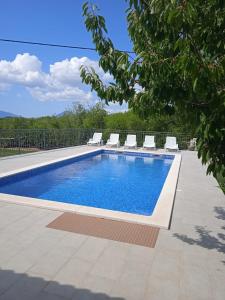 una piscina con tumbonas junto a en Villa Green Oasis, en Žeževica
