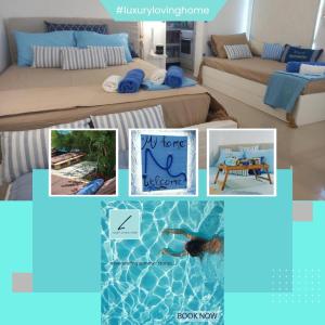 un collage de fotos de un dormitorio con piscina en Luxury loving home en Tolón
