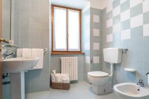 a bathroom with a toilet and a sink at Intero appartamento in Carona