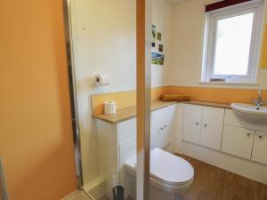 a bathroom with a toilet and a sink at Edge Hill in Dalry
