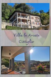 un collage di due immagini di un edificio di Villa Le Arcate zona Lago Maggiore a Cittiglio