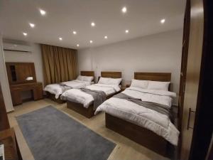 Habitación con 3 camas en una habitación en Zoser Pyramids View- Foreiigners only en El Cairo