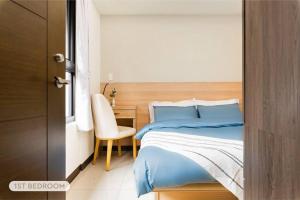 2B1bLK, Stylish & Comfortable, 5 Min to Ximen MRT • 2房1衛 客廳廚房 時尚舒適 5分到西門站客房内的一张或多张床位
