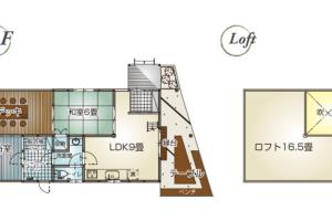 The floor plan of 天然温泉！古民家風の貸切り一軒家 【白山リバーサイドコテージ 】2-120号棟