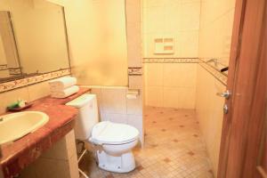 un baño con inodoro y lavabo en Hotel Cianjur Cipanas, en Pasakon 1