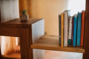 a book shelf with a bunch of books on it at Maison Fumin by Hili in Aosta
