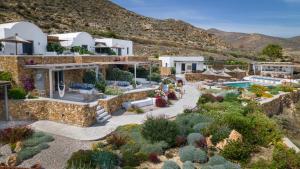 an aerial view of a villa with a garden at YPSELI Anafi's hive in Anafi