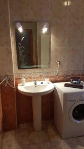 Un baño con lavabo y lavadora. en Casa Marisa, en Orihuela