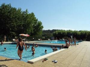 a group of people in a swimming pool at Gite de balloche in Grenade-sur-lʼAdour