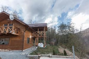 a log cabin in the middle of a forest at Cabana Luna in Valea Ierii