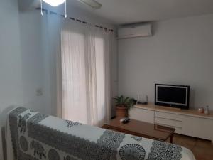 een woonkamer met een bed en een televisie bij Atico Centro in Benidorm