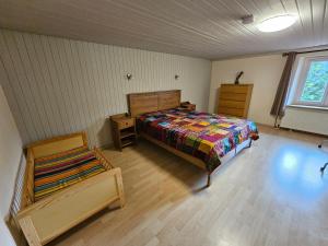 Wutachschlucht - spacious apartment in renovated farmhouse tesisinde bir odada yatak veya yataklar