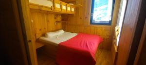 a small room with a bed and a window at STANDING 5 Pax LES MENUIRES in Les Menuires