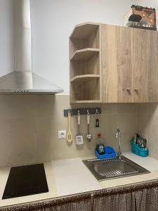 a kitchen with a sink and a counter top at Alojamiento la Real in La Aldea de San Nicolas