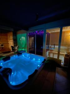 a jacuzzi tub in a room with a dark room at Villa Prive and Spa in Kopaonik