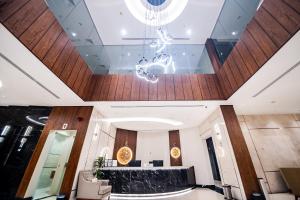 a view of a lobby with a chandelier at DAM hodoo دام الهــــــــدوء in Al Khobar