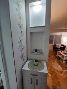 a room with a table and a mirror on the wall at DAN 9 in Sombor