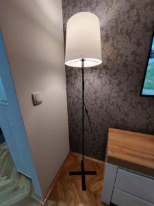 a lamp in the corner of a room with a wall at DAN 9 in Sombor