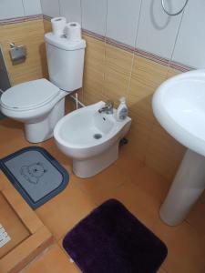 a bathroom with a white toilet and a sink at Downtown Authentic Apartment Tirana Myslym Shyri in Tirana +6 photos