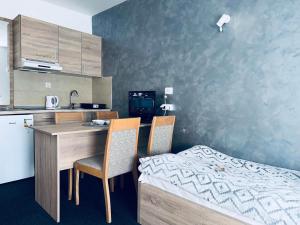 a kitchen with a desk and a bed in a room at Apartman Masa Kopaonik in Kopaonik