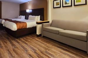 a hotel room with a bed and a couch at Quality Inn & Suites near St Louis and I-255 in Cahokia