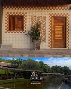 two pictures of a house and a picture of a house at Aconchego de Maria in Piranhas
