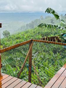 a cage with a view of a banana forest at Eco Glamping Cordillera in Buenavista