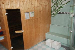 ein Bad mit einer Dusche und einem WC. in der Unterkunft Appartment & Taxi Tirana in Samnaun