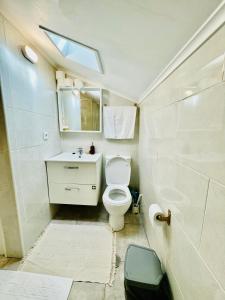 a bathroom with a toilet and a sink and a window at Eddie Rooftop Lisbon center in Lisbon