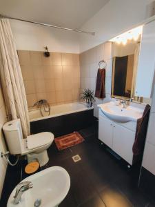 une salle de bain avec un lavabo, des toilettes et une baignoire dans l'établissement Barbati Sunrise Suite, à Barbati