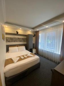 a hotel room with a large bed and a window at Moonlight Suit Hotel Taksim in Istanbul