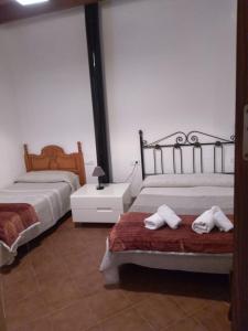 Valle de Abdalagís的住宿－Las esperillas - caminito del rey，一间卧室配有两张带毛巾的床