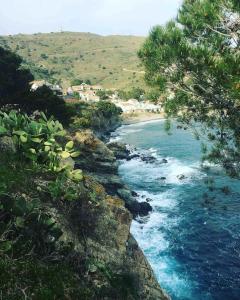a view of a river with blue water at Jolie maison catalane chaleureuse et confortable in Colera