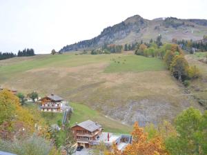 a house on a hill with a field and trees at Appartement Le Grand-Bornand, 3 pièces, 6 personnes - FR-1-241-189 in Le Grand-Bornand
