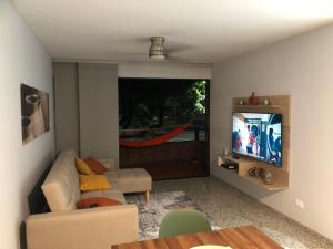 Μια τηλεόραση ή/και κέντρο ψυχαγωγίας στο Moderno Apartamento en el Norte