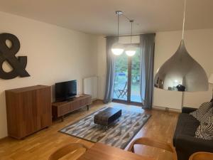 TV a/nebo společenská místnost v ubytování Apartmán Medvědín