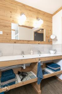 a bathroom with a sink and a mirror at Côté-Bourget 6 à 8 personnes LA POINTE DE LONGECOTE, proche La Norma et Aussois in Villarodin-Bourget