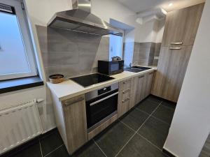Küche/Küchenzeile in der Unterkunft Appart'Hôtel Trazegnies