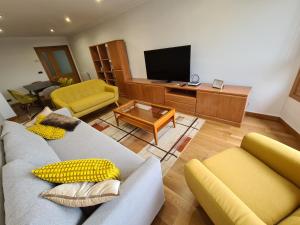 Sala de estar con 2 sofás y TV en Calle Areal muy céntrico en Vigo